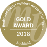 2018 Auckland Registered Master Builders House of the Year Gold Award badge.