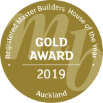 2019 Auckland Registered Master Builders House of the Year Gold Award badge.