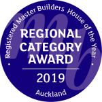 2019 Auckland Registered Master Builders House of the Year Regional Category Award badge.
