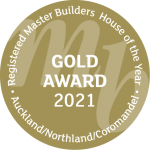 2021 Auckland Registered Master Builders House of the Year Gold Award badge.